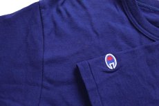画像6: 90s USA製 Championチャンピオン ワンポイント スクリプト ロゴ コットンTシャツ 青紺 M (6)