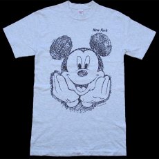 画像2: 90s Disneyディズニー ミッキー マウス New York ニューヨーク アート コットンTシャツ 杢ライトグレー M (2)