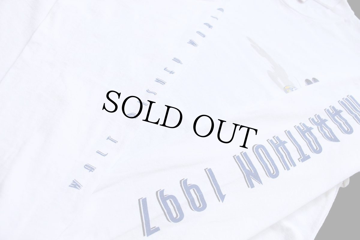 画像6: 90s Disneyディズニー ミッキー マウス WALT DISNEY WORLD 袖プリント コットン 長袖Tシャツ 白 L (6)