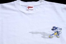 画像4: 90s Disneyディズニー ミッキー マウス WALT DISNEY WORLD 袖プリント コットン 長袖Tシャツ 白 L (4)