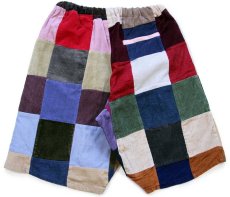 画像2: 90s グアテマラ製 ARTESANIA パッチワーク 太畝×細畝 コーデュロイ ショートパンツ L★ショーツ (2)