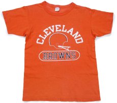 画像2: 80s USA製 Championチャンピオン NFL CLEVELAND BROWNS アメフト ひび割れプリント コットンTシャツ オレンジ M (2)