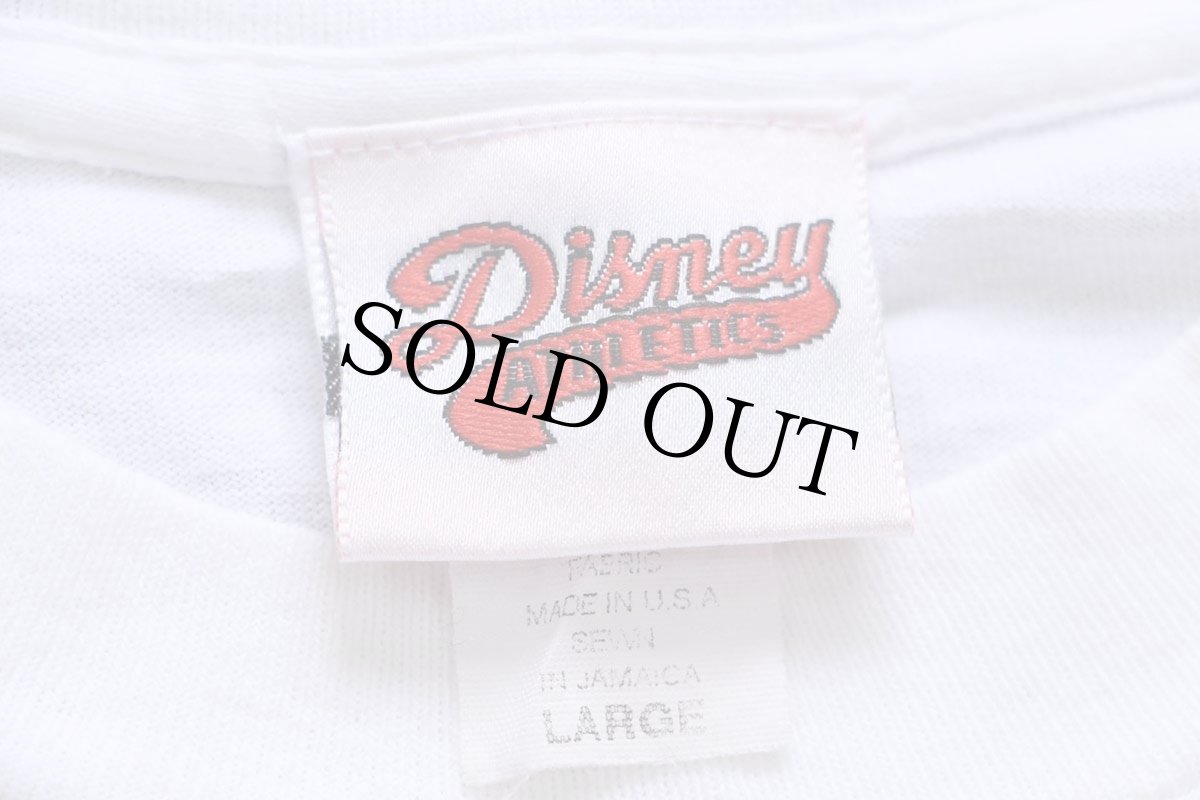 画像5: 90s Disneyディズニー ミッキー マウス WALT DISNEY WORLD 袖プリント コットン 長袖Tシャツ 白 L (5)