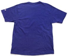 画像3: 90s USA製 Championチャンピオン ワンポイント スクリプト ロゴ コットンTシャツ 青紺 M (3)