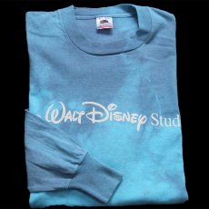 画像1: 90s USA製 The Walt Disney Studios ディズニー ロゴ タイダイ染め コットン 長袖Tシャツ XL (1)