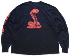 画像1: 00s SHELBY 427 コブラ チェッカーフラッグ 両面&袖プリント コットン ポケット付き 長袖Tシャツ 黒 2XL★特大 (1)