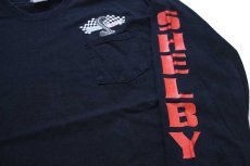 画像5: 00s SHELBY 427 コブラ チェッカーフラッグ 両面&袖プリント コットン ポケット付き 長袖Tシャツ 黒 2XL★特大 (5)