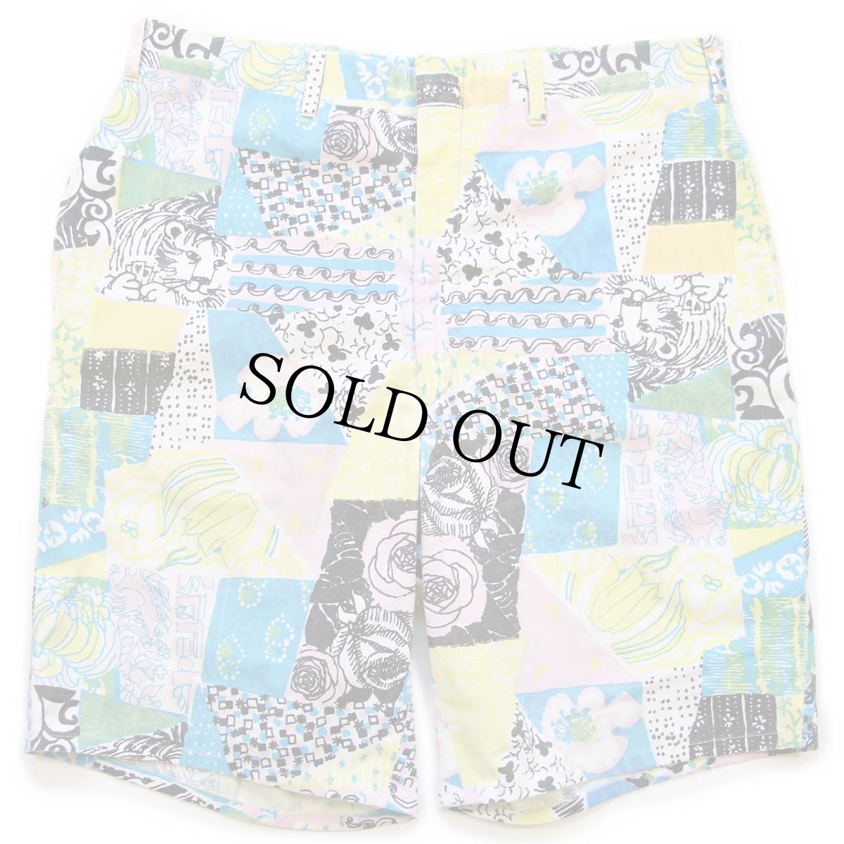 画像1: 70s Lilly Pulitzer アート パッチワーク プリント ショートパンツ W33★ショーツ (1)