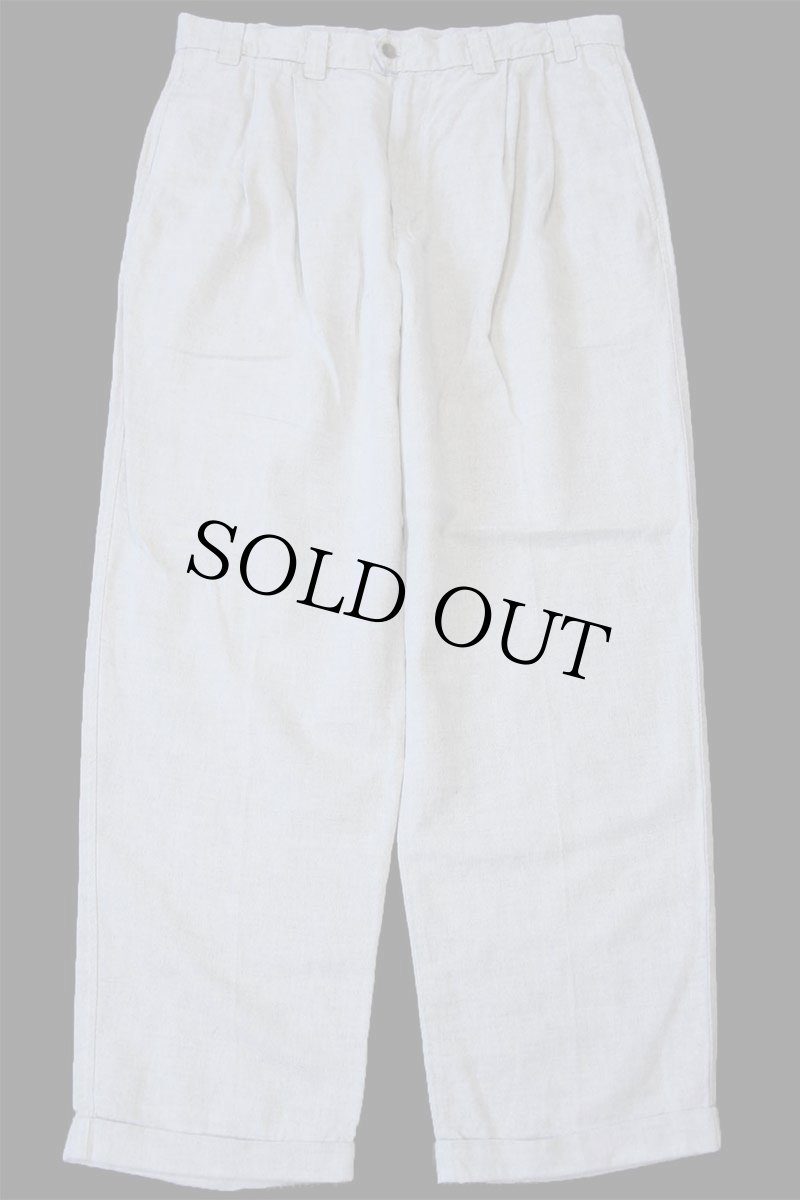 画像2: 90s USA製 DOCKERSドッカーズ LOOSE FIT ツータック スラックス リネン×コットンパンツ ベージュ W34 L30★Levi'sリーバイス (2)