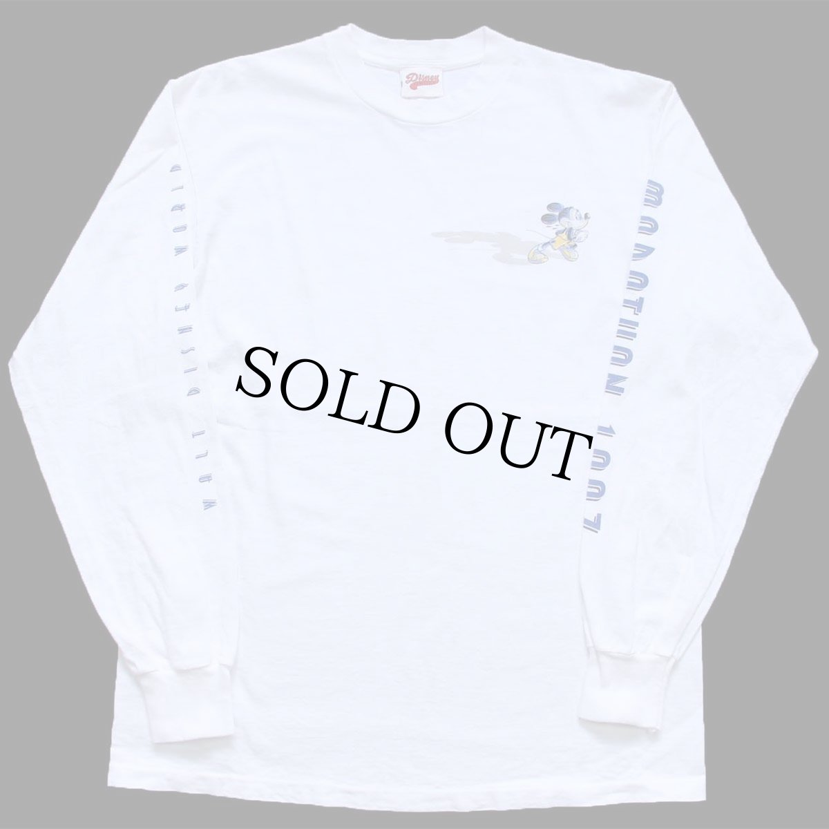 画像2: 90s Disneyディズニー ミッキー マウス WALT DISNEY WORLD 袖プリント コットン 長袖Tシャツ 白 L (2)