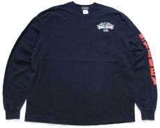 画像2: 00s SHELBY 427 コブラ チェッカーフラッグ 両面&袖プリント コットン ポケット付き 長袖Tシャツ 黒 2XL★特大 (2)