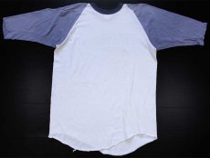 画像2: 70s USA製 RUSSELLラッセル MLB New York Yankees ヤンキース 七分袖 ラグランTシャツ ボロ 白×薄紺 フェード XL (2)