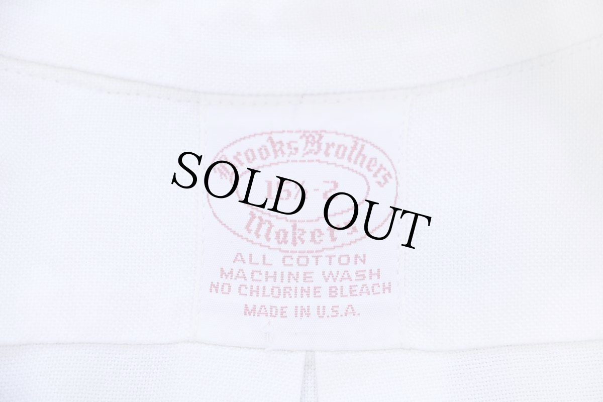 画像4: 70s USA製 Brooks Brothersブルックスブラザーズ Makers 6ボタン SAF刺繍 ボタンダウン オックスフォード コットンシャツ 白 15.5 (4)