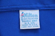 画像4: 70s USA製 Hiltonヒルトン VICTOR AUTO PARTS フロッキープリント EMERSON チェーン刺繍 ボウリングシャツ 青 L (4)