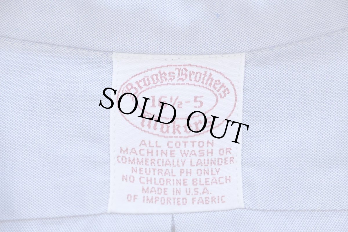 画像4: 90s USA製 Brooks Brothersブルックスブラザーズ Makers 無地 ボタンダウン オックスフォード コットンシャツ サックス 16.5-5 (4)