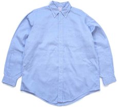画像1: 90s USA製 Brooks Brothersブルックスブラザーズ Makers 無地 ボタンダウン オックスフォード コットンシャツ サックス 16.5-5 (1)