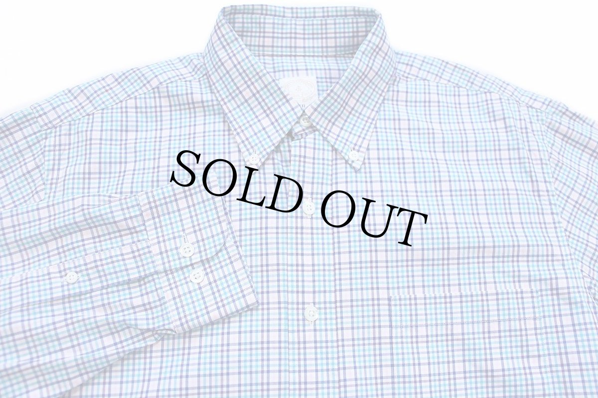 画像3: USA製 Brooks Brothersブルックスブラザーズ Makers and Merchants チェック マチ付き ボタンダウン コットンシャツ L/R (3)