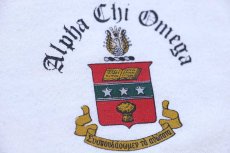 画像5: 70s USA製 RUSSELLラッセル Alpha Chi Omega フラタニティ 七分袖 ラグランTシャツ 白×緑 L (5)