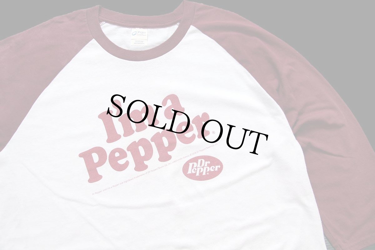 画像3: I'm a Pepper DrPepperドクターペッパー ロゴ 七分袖 ラグランTシャツ 白×ワインレッド 2XL★特大 (3)