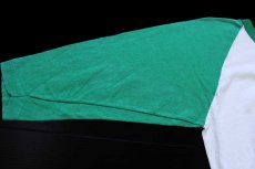 画像6: 70s USA製 RUSSELLラッセル Alpha Chi Omega フラタニティ 七分袖 ラグランTシャツ 白×緑 L (6)