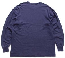 画像3: 90s USA製 RUSSELLラッセル 無地 コットン 長袖Tシャツ 紺 L (3)