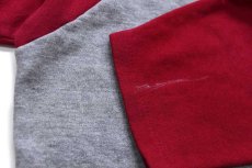 画像5: 70s USA製 sportwear ツートン 切り替え ヘンリーネック ショート丈 ラグラン スウェット 濃赤×杢グレー M (5)