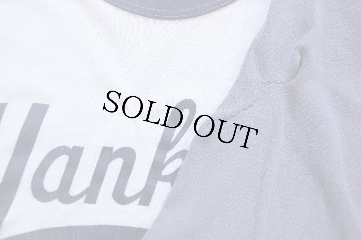 画像5: 70s USA製 RUSSELLラッセル MLB New York Yankees ヤンキース 七分袖 ラグランTシャツ ボロ 白×薄紺 フェード XL (5)