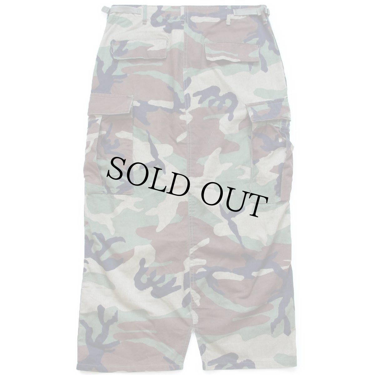 画像2: 80s 米軍 U.S.ARMY ウッドランドカモ BDU カーゴパンツ リメイク マキシ丈 スカート (2)