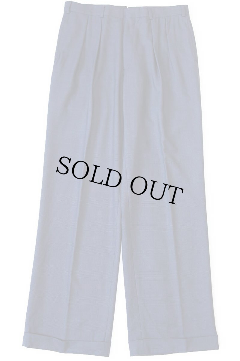 画像2: 80s USA製 BROOKS BROTHERSブルックスブラザーズ グレンチェック ツータック スラックス ウールパンツ 紺 W34 (2)