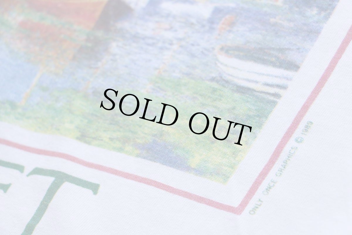 画像4: 80s USA製 MONET Boat Argenteuil クロード モネ アルジャントゥイユの赤いボート アート コットンTシャツ 白 M (4)