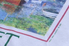 画像4: 80s USA製 MONET Boat Argenteuil クロード モネ アルジャントゥイユの赤いボート アート コットンTシャツ 白 M (4)