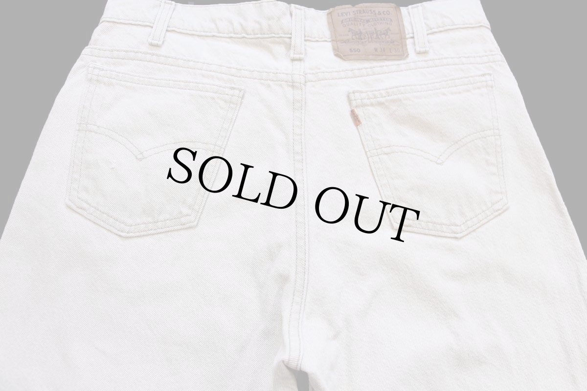 画像5: 90s USA製 Levi'sリーバイス 550 先染め カラーデニムパンツ ライトカーキ W34 L30★SDP4297 (5)