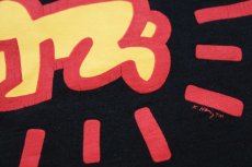 画像4: 90s USA製 POP SHOP Keith Haring Icons キースへリング イコンズ アート 両面プリント コットンTシャツ 黒 XL (4)