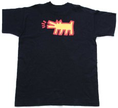 画像3: 90s USA製 POP SHOP Keith Haring Icons キースへリング イコンズ アート 両面プリント コットンTシャツ 黒 XL (3)