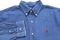 画像3: 00s ポロ ラルフローレン ワンポイント ボタンダウン デニムシャツ XL (3)