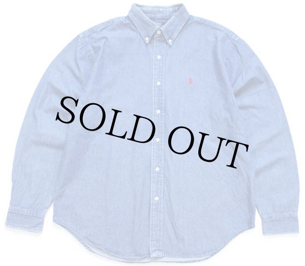00s ポロ ラルフローレン ワンポイント ボタンダウン デニムシャツ XL