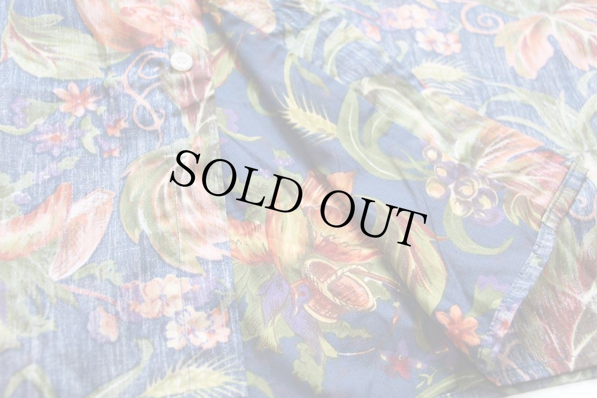 画像7: デッドストック★90s ハワイ製 reyn spoonerレインスプーナー ボタニカル柄 裏生地 コットン アロハシャツ S (7)