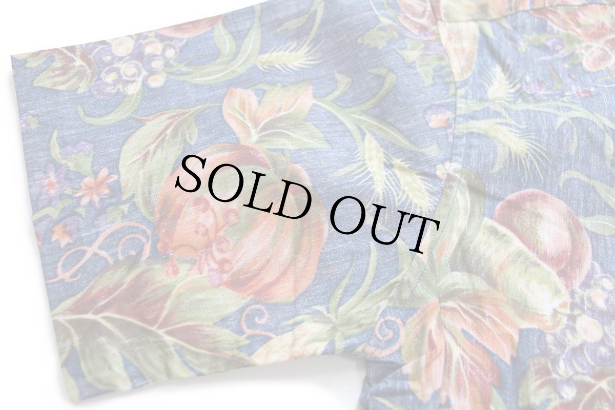 画像8: デッドストック★90s ハワイ製 reyn spoonerレインスプーナー ボタニカル柄 裏生地 コットン アロハシャツ S (8)