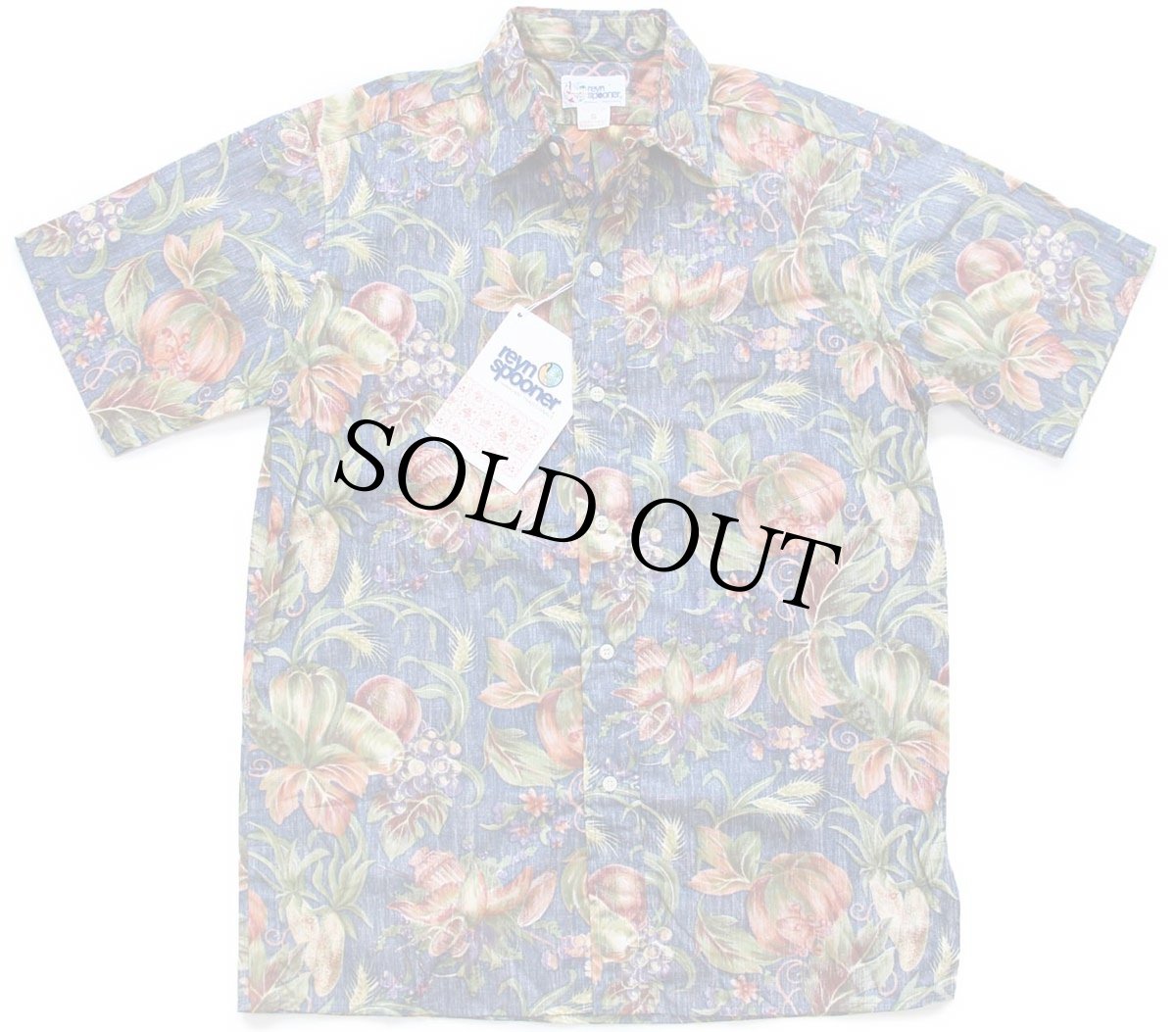 画像2: デッドストック★90s ハワイ製 reyn spoonerレインスプーナー ボタニカル柄 裏生地 コットン アロハシャツ S (2)