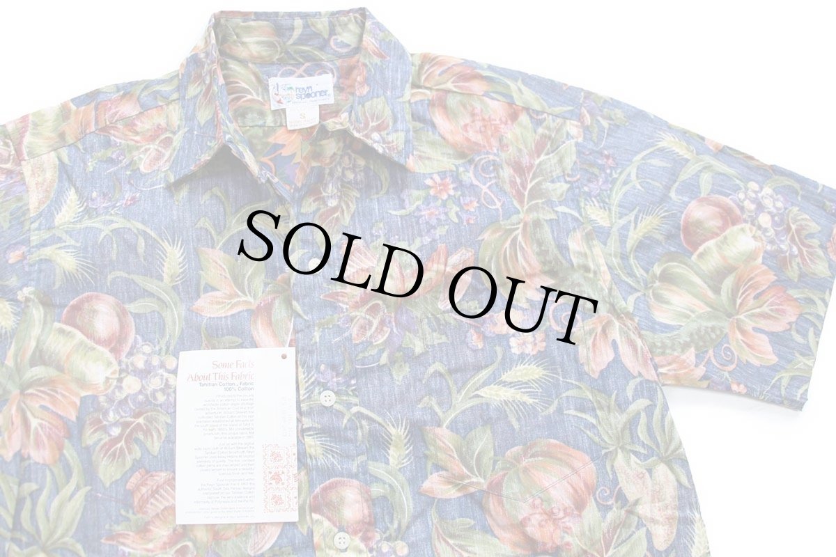 画像4: デッドストック★90s ハワイ製 reyn spoonerレインスプーナー ボタニカル柄 裏生地 コットン アロハシャツ S (4)