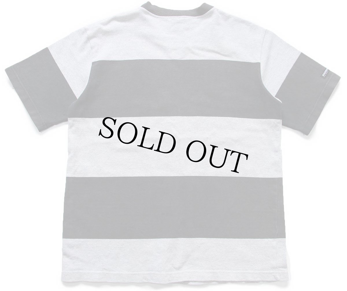 画像2: カナダ製 BARBARIANバーバリアン 太ボーダー コットン 半袖 スウェット 黒×杢グレー L★ラガーシャツ (2)