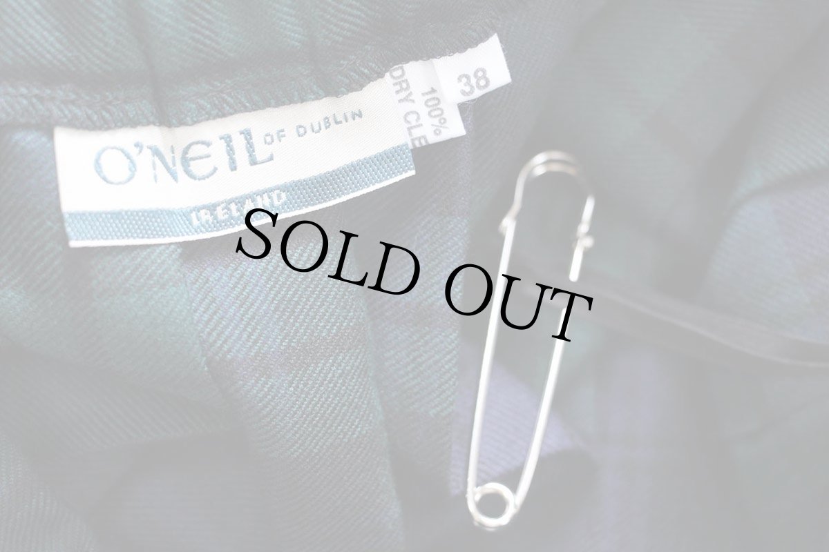 画像4: アイルランド製 O'NEILL OF DUBLIN ブラックウォッチ タータンチェック ロング ウール キルトスカート 38 (4)