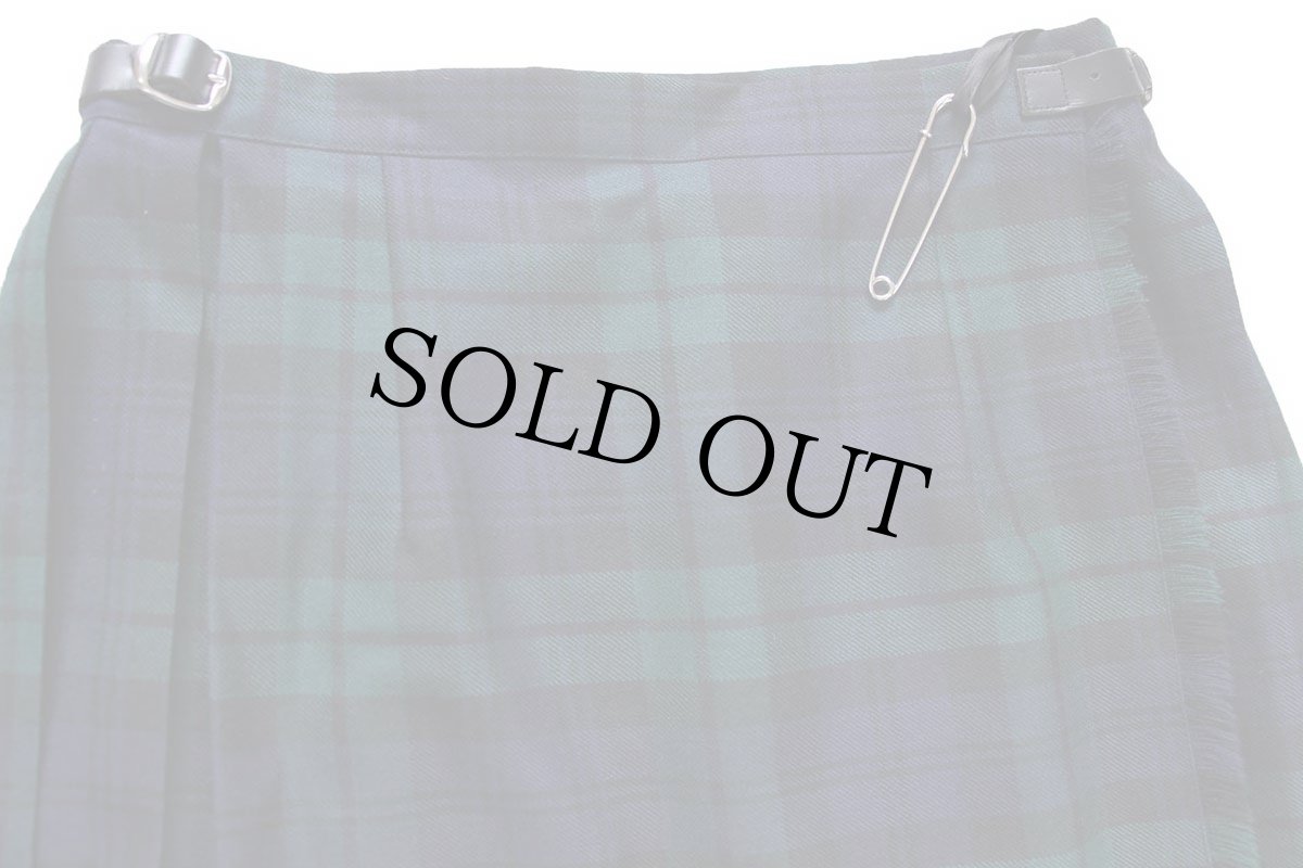 画像3: アイルランド製 O'NEILL OF DUBLIN ブラックウォッチ タータンチェック ロング ウール キルトスカート 38 (3)