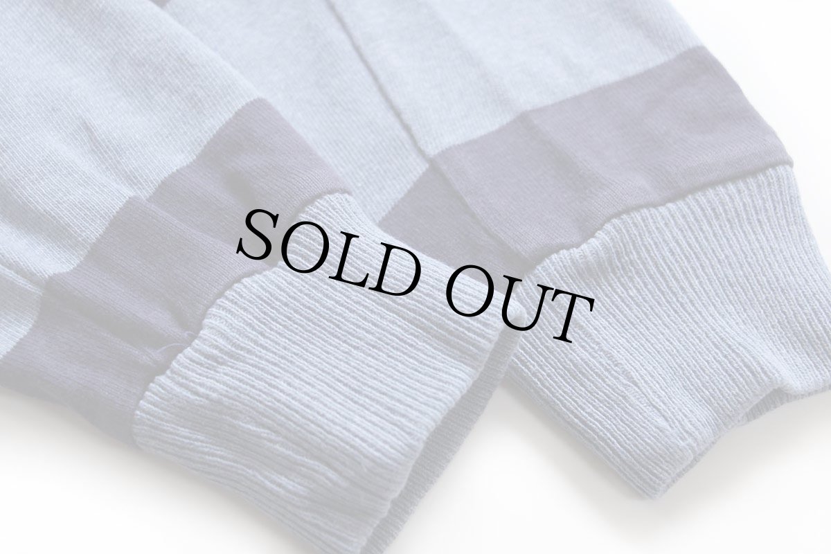 画像6: USA製 COLUMBIA KNIT 太ボーダー コットン ラガーシャツ パーカー ナス紺×杢ブルーグレー S★フーディー (6)