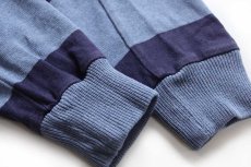 画像6: USA製 COLUMBIA KNIT 太ボーダー コットン ラガーシャツ パーカー ナス紺×杢ブルーグレー S★フーディー (6)
