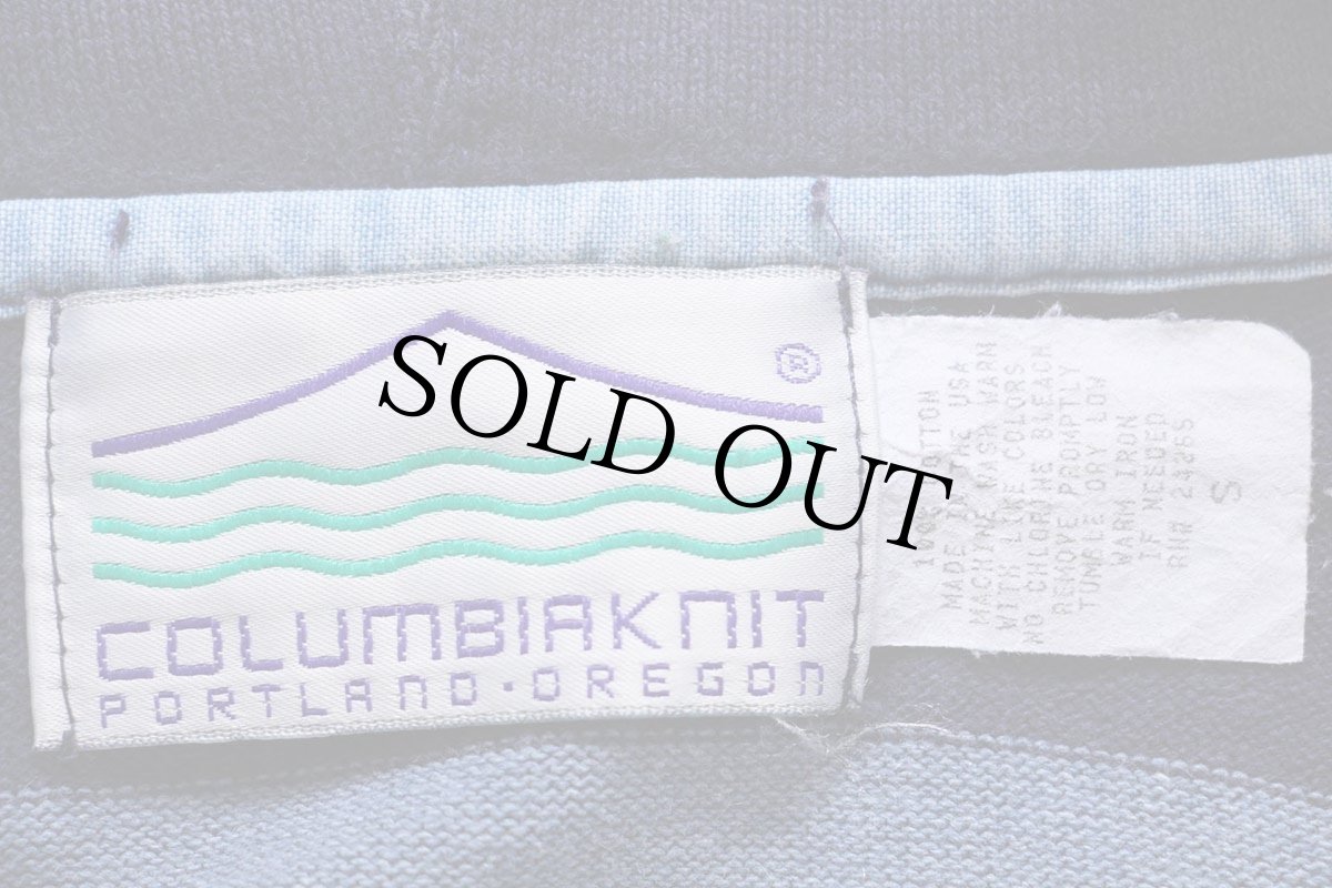 画像4: USA製 COLUMBIA KNIT 太ボーダー コットン ラガーシャツ パーカー ナス紺×杢ブルーグレー S★フーディー (4)