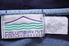 画像4: USA製 COLUMBIA KNIT 太ボーダー コットン ラガーシャツ パーカー ナス紺×杢ブルーグレー S★フーディー (4)