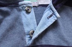 画像5: USA製 COLUMBIA KNIT 太ボーダー コットン ラガーシャツ パーカー ナス紺×杢ブルーグレー S★フーディー (5)