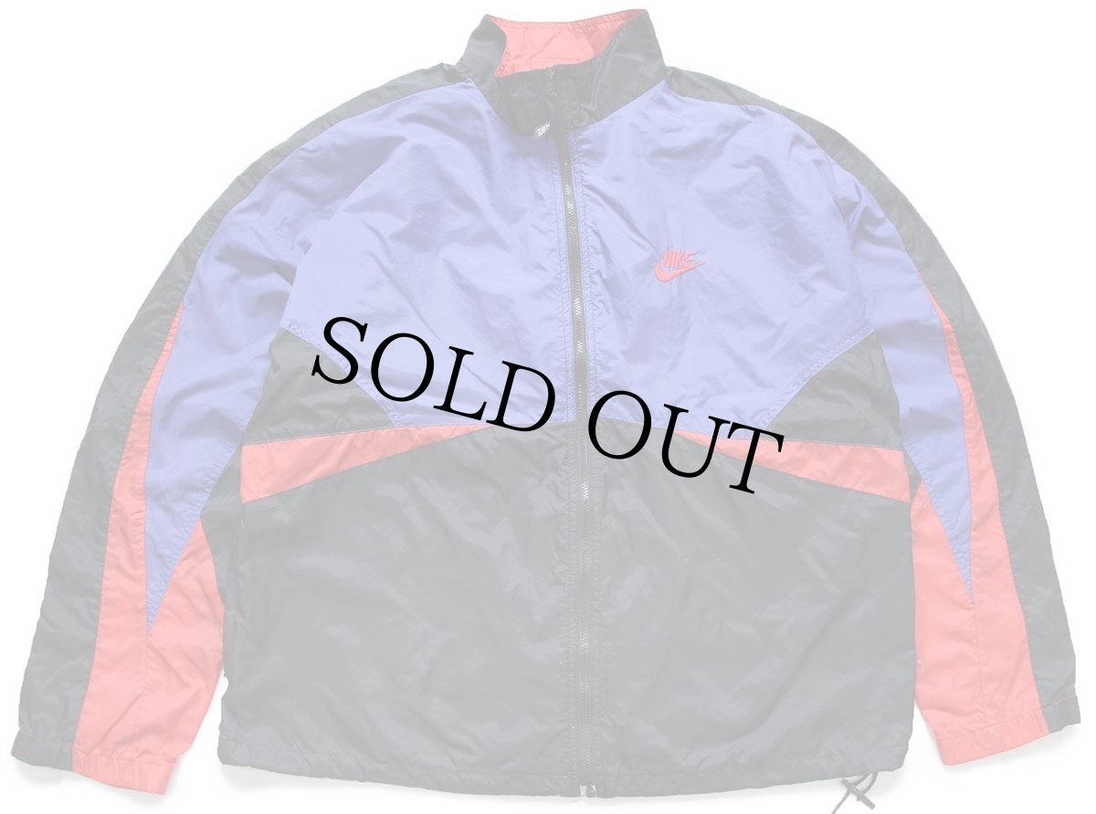 画像1: 90s NIKEナイキ ロゴ刺繍 マルチカラー 切り替え ナイロンジャケット★A (1)