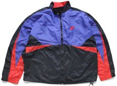 画像1: 90s NIKEナイキ ロゴ刺繍 マルチカラー 切り替え ナイロンジャケット★A (1)